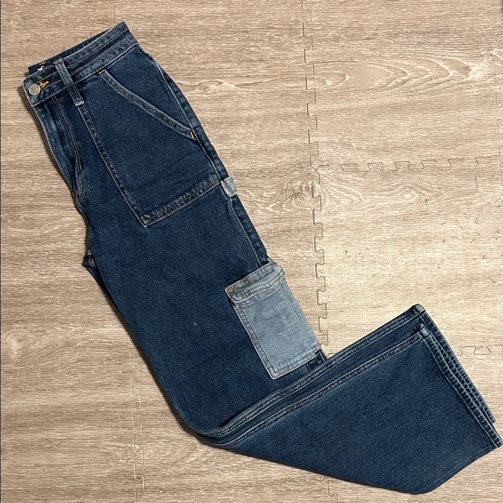 Hollister Dad Jeans Size 00 W23 L29 Short Length Cargo Pocket Denim
